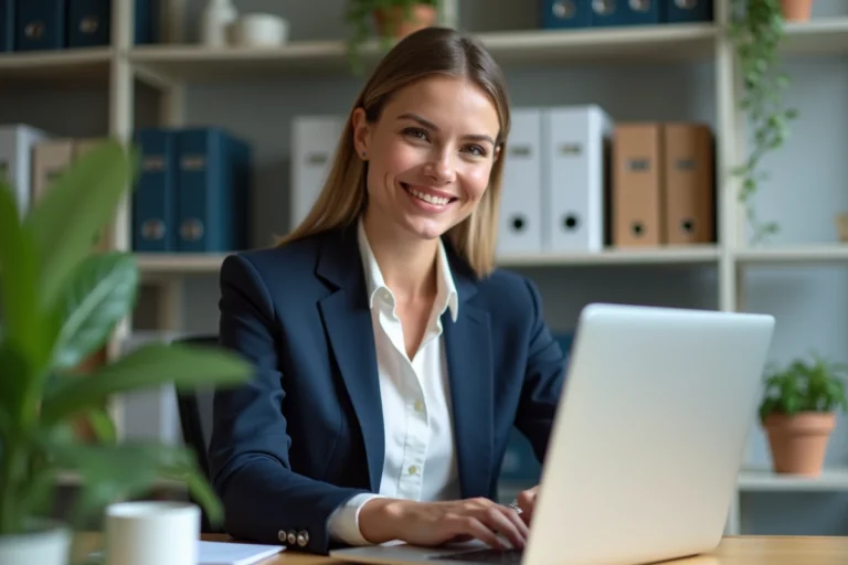 Femme d'affaires confiante dans un bureau moderne