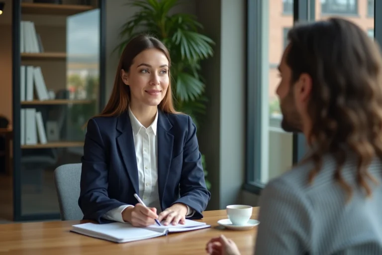 Femme en coaching professionnel dans un bureau moderne