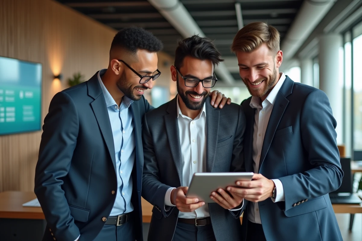 Groupe de professionnels collaborant dans un espace de coworking