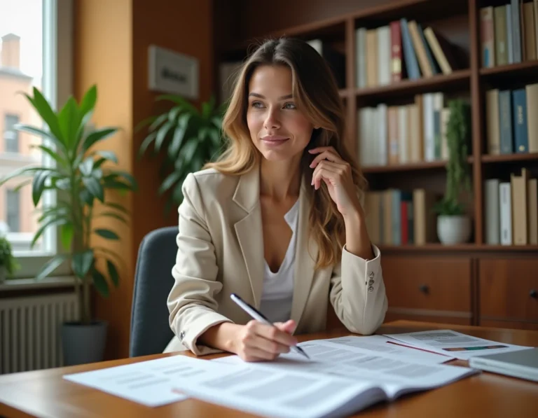 Femme consultant des annonces immobilières pour trouver une location appartement